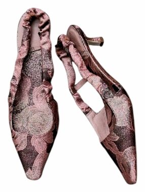 Jeffrey Campbell Floral Tapestry Pointed Toe Slingback Heels Sz 7.5